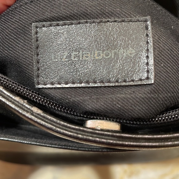 Liz Claiborne Vintage Faux Leather Handbag Black with Silver Accents, 10x9x2 - Picture 10 of 16